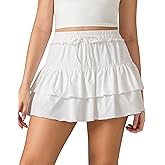 Colorfulkoala Skirts for Women High Waist Mini Tiered A-Line Flowy Shorts Tennis Golf Casual Skorts with Pockets