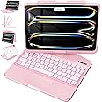 Lecsas iPad Pro 13-inch (M4, 2024) Keyboard Case – 360° Rotatable Multi-Touch Trackpad, 7-Color Backlit Keyboard, Transparent Back, Pencil Holder, Type-C Charging – Blush Pink (Solid)