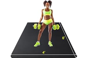 BIERBEAR 4ft x 6ft x 7mm Large Gym Flooring for Home Gym,Rubber Gym Matt for Home Gym,Workout Exercise Floor Mats for Home Gym,Gym Mats for Garage Floor,Large Yoga Mat,Perfect for Jump Rope, Stretch, Fitness.