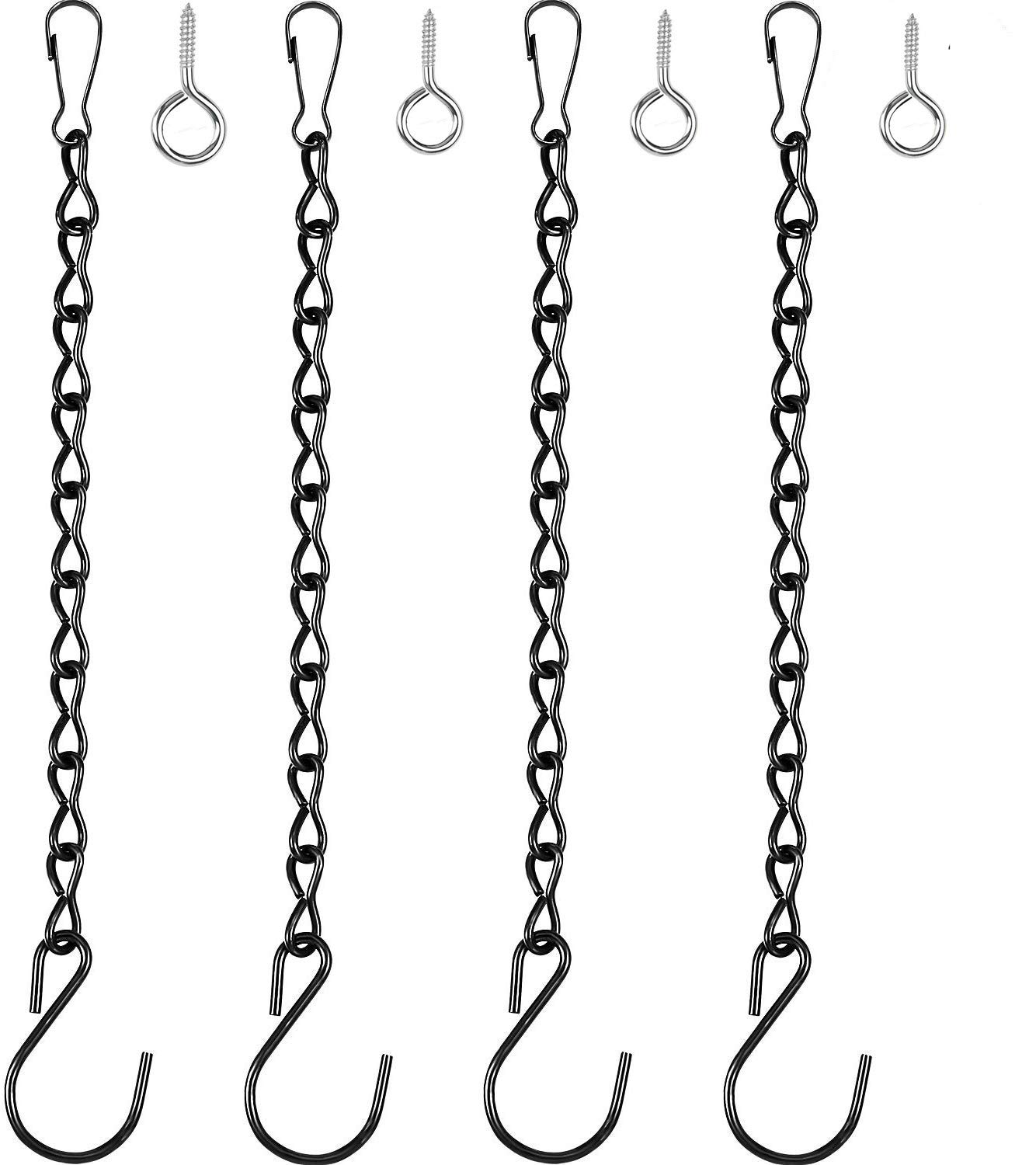 Super Idee 4 Hanging chain with 4 Ring Screw in Eye Hooks for hanging bird feeders wind chimes bird baths flower pots and lanterns
