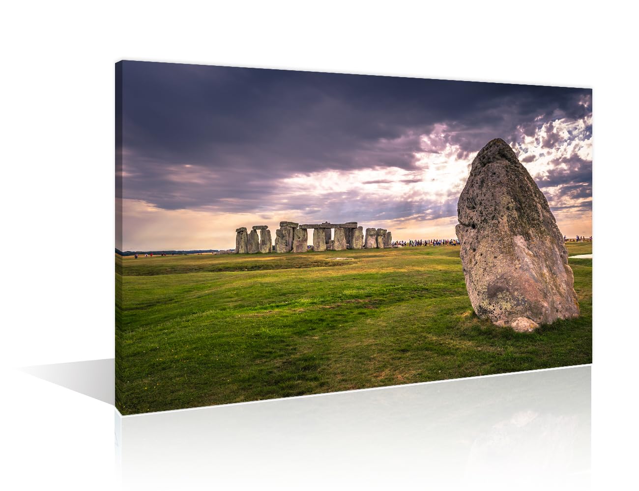 TISHIRON 1 Piece Wall Decor UK Natural Landscape Canvas Paintings Ancient Monument of Stonehenge England Pictures for Bedroom, Bathroom, Office. Framed Ready to Hang (16" Wx24 H)