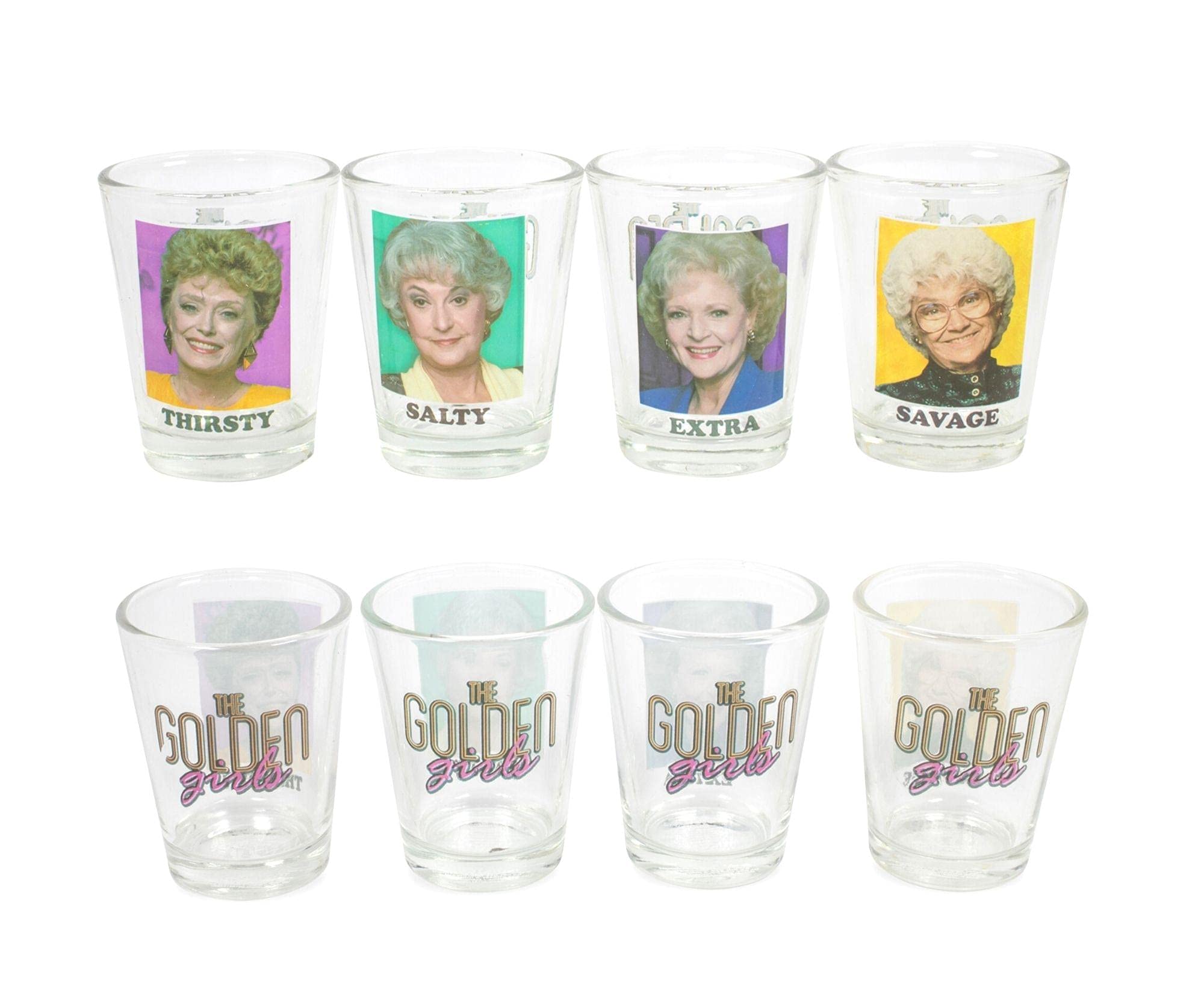 The Golden Girls "Thirsty Salty Extra Savage" 1.5-Ounce Mini Glasses | Set of 4