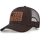 Naicissism American Fish Flag Trucker Hat, Fishing Gifts for Men, Snapback Fishing Hat Perfect for Fishing and Daily Use