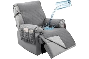 BESCOST 100% Waterproof Recliner Chair Cover, Chair Cover Slipcovers, Water Resistant Furniture Protector with Elastic Straps and Non Slip Foams, Couch Sofa Covers for Pets (22''Recliner)