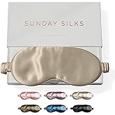 SUNDAYSILKS™ Exclusive Mulberry Silk Sleep Mask | Soft Eye Covers, Blackout Sleeping Mask for Women & Men | Silk Eye Mask for Sleep, Travel, and Relaxation | Antifaz para Dormir [Nude Champagne]
