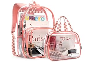 mommore Clear Backpack Durable Clear Bookbags Transparent Backpack for School, Work, Security