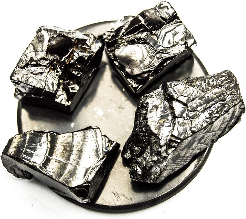 Keled Rocks Elite Noble Shungite Crystal 4 Pcs, Total 14-18g- Reiki, Healing, Meditation, Crystal Grid, High Vibration, Pagan, Wicca, Spells, Cleansing