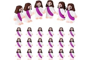 Wegodal 48 Pcs Jesus Toys Mini Jesus Figurine Easter Decorations, Classic Christ Savior Jesus Doll, Tiny Jesus to Hide and Seek Classic Religious Gifts for Easter Egg Stuffers (B-24pcs Purple)