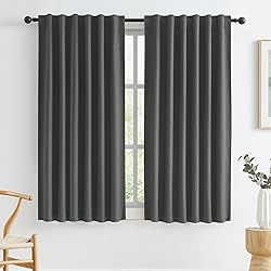 KEQIAOSUOCAI 100% Blackout Linen Curtains, Full