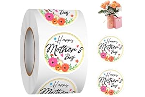 ACETIAMIN Happy Mother's Day Label Stickers Roll，1.5 inch 500 Pcs Love Heart Mothers Day Stickers, Gift Tag Stickers for Envelope Seals Party Gift Favors Box Cards Decorations