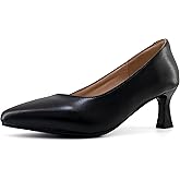 Allurenana Women's Low Heel Pumps Shoes Pointed Toe Chunky Comfortable Slip-On Block Heel Closed Toe Dress Shoes for Wedding, Office, Bridal 2.5 Inch Black US 6