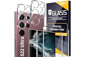 Burrizei [2+2 Pack] Screen Protector for Samsung Galaxy S22 Ultra 5G, 9H Tempered Glass, Ultrasonic Fingerprint Support, 3D Curved, HD Clear, Bubble-Free for Galaxy S22 Ultra Glass Screen Protector