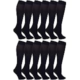 Women’s Trouser Socks, Opaque Stretchy Nylon Knee High, Many Colors, 6 or 12 Pairs