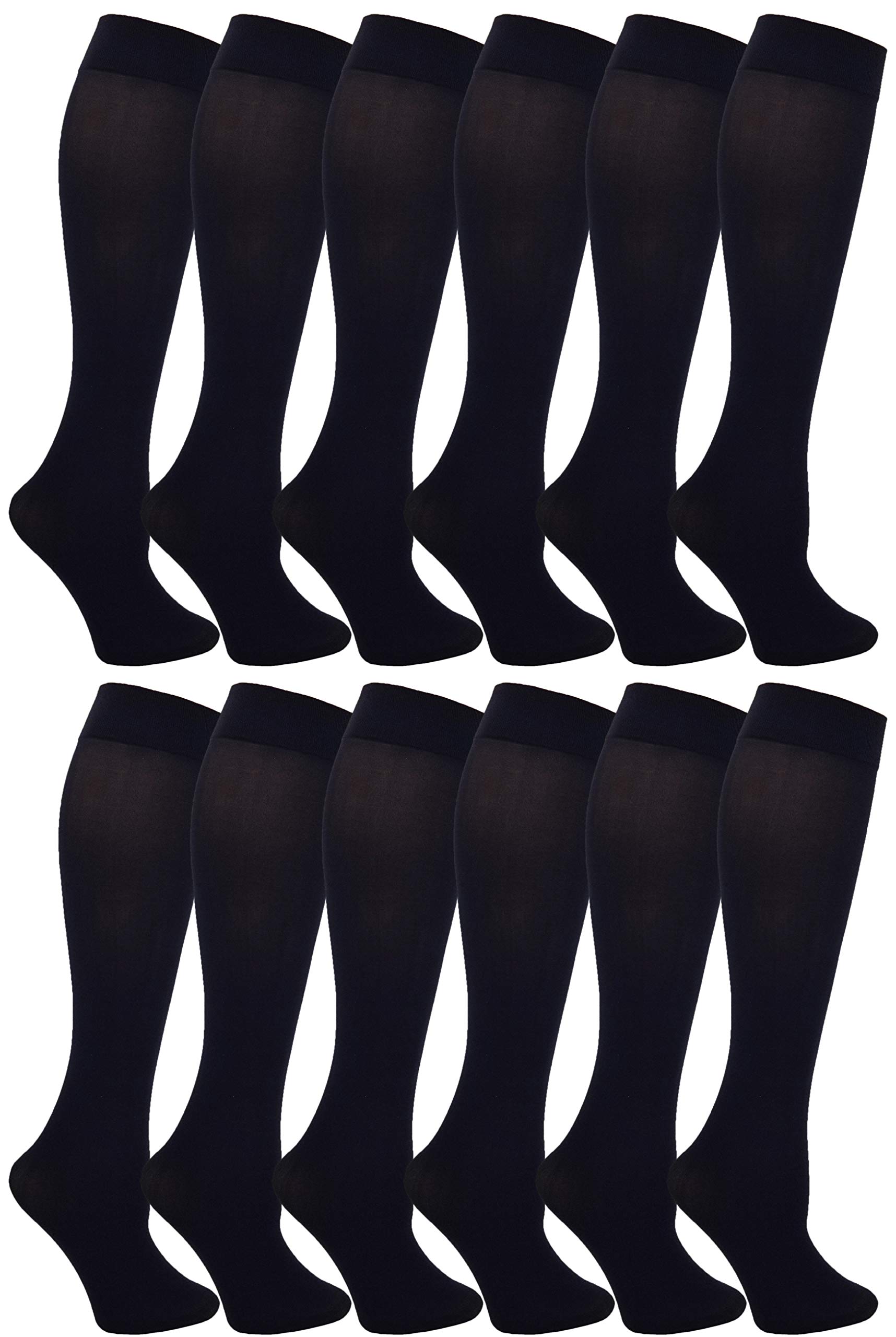 Winterlace Women’s Trouser Socks, Opaque Stretchy Nylon Knee High, Many Colors, 6 or 12 Pairs