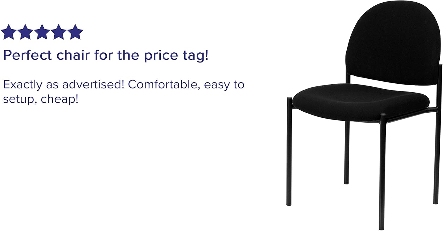 Flash Furniture Comfort Black Fabric Stackable Steel Side Reception Chair: Furniture & Decor