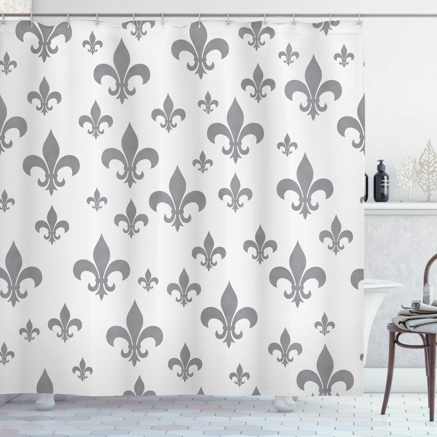 Amazon Com Ambesonne Fleur De Lis Shower Curtain Lily Pattern