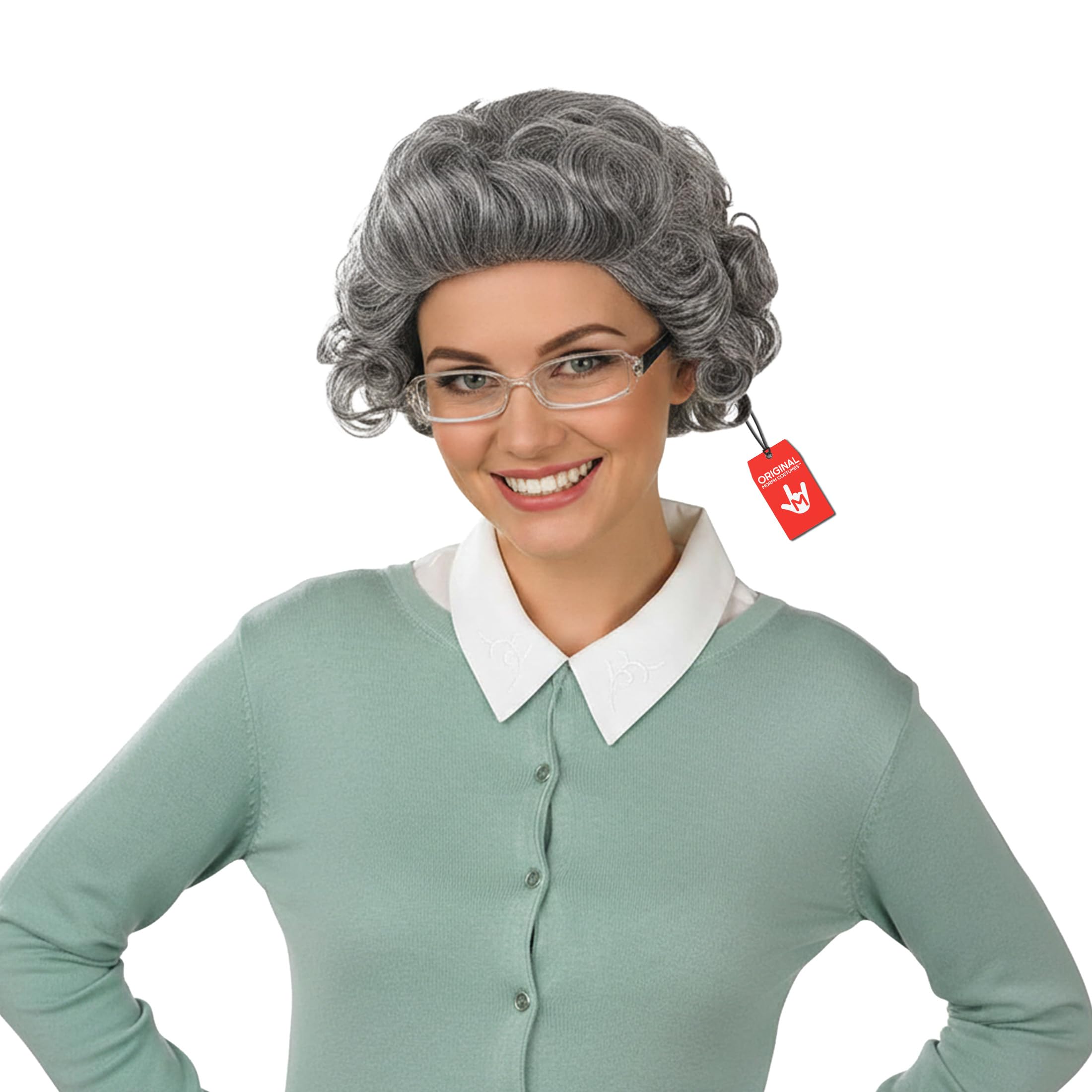 Fun Shack Grey Granny Wig, Old Lady Wig, Grey Curly Wig, Halloween Costumes Adult Women, Womens Halloween Costume Adult