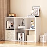 NTSJJTSS Cube Storage Organizer with Back Panel, 11" x 11" Cubby Shelf, Bookshelf for Home Office, Living Room, Bedroom (Textured White, 6-Cube)