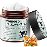 laraspi Beef Tallow for Skin, Beef Tallow Moisturizer, 4.2 oz Organic Whipped Grass Fed Beef Tallow with Honey Cream for Face & Body, Unscented