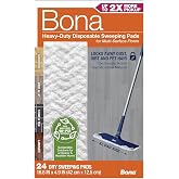 Bona Sweeping Pads for Multi-Surface Floors - 24 Count | Heavy-Duty &amp; Disposable XL Microfiber Pads Sweep Away Dust, Dirt, &amp; Pet Hair