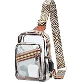 Merleu Clear Bags for Stadium Approved with USB Charging Port,Durable Waterproff Material Clear Crossbody Bags for Women,for Stadium Events,Office