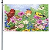 Abucaky Rustic Flowers Birds Butterfly Flag 3x5 Ft Spring Summer Decorative Banner Durable Polyester Flag For Home Outdoor Indoor