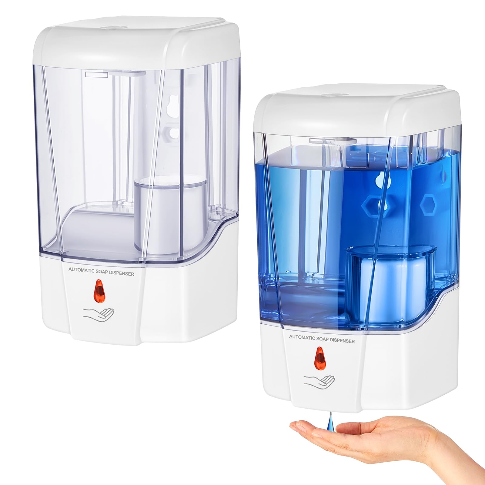 Photo 1 of ****1 is function other is for parts**** Hushee 2 Pcs Automatic Soap Dispenser Sensor Hand Sanitizer Dispenser Battery Powered for Office Kitchen Hotel(23.7 Oz/ 700 ml,White)