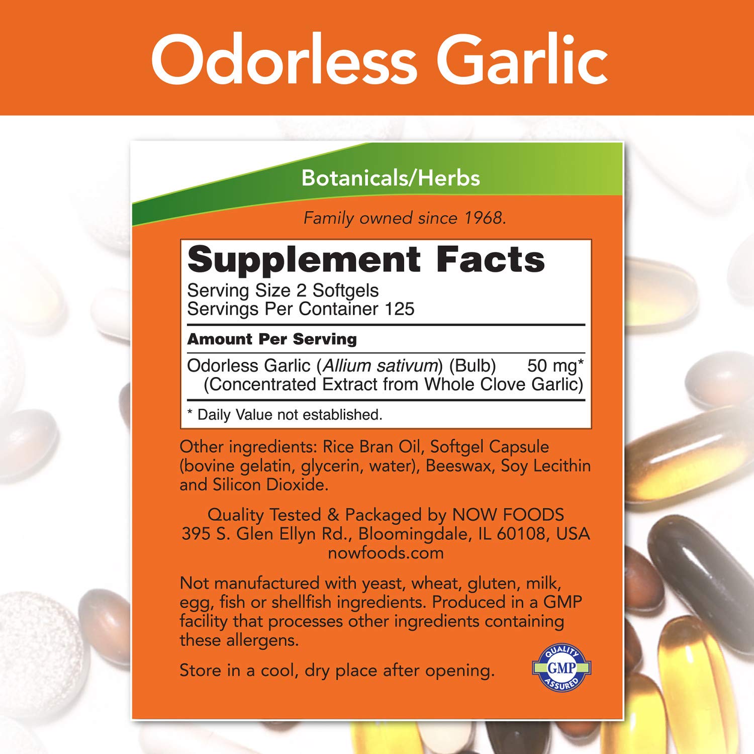 NOW Supplements, Odorless Garlic (Allium sativum), Concentrated Extract, 250 Softgels: Health & Personal Care