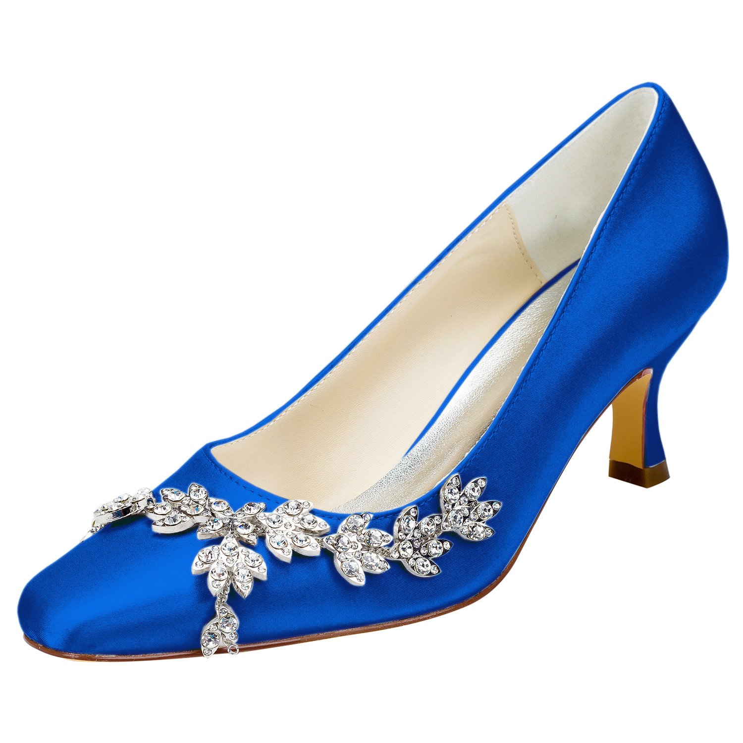 Emily Bridal Crystal Bridal Shoes Kitten Heel Square Toe Pumps Women's Luxurious Slip On Evening Sho