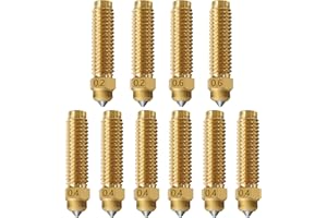 RugooSpink 10PCS Brass-Hardened Steel Nozzles for Centauri Carbon 0.2MM 0.4MM 0.6MM Original Hotend Nozzles Superior Thermal Conductivity Wear Resistant for Elegoo Centauri 3D Printer Accessories