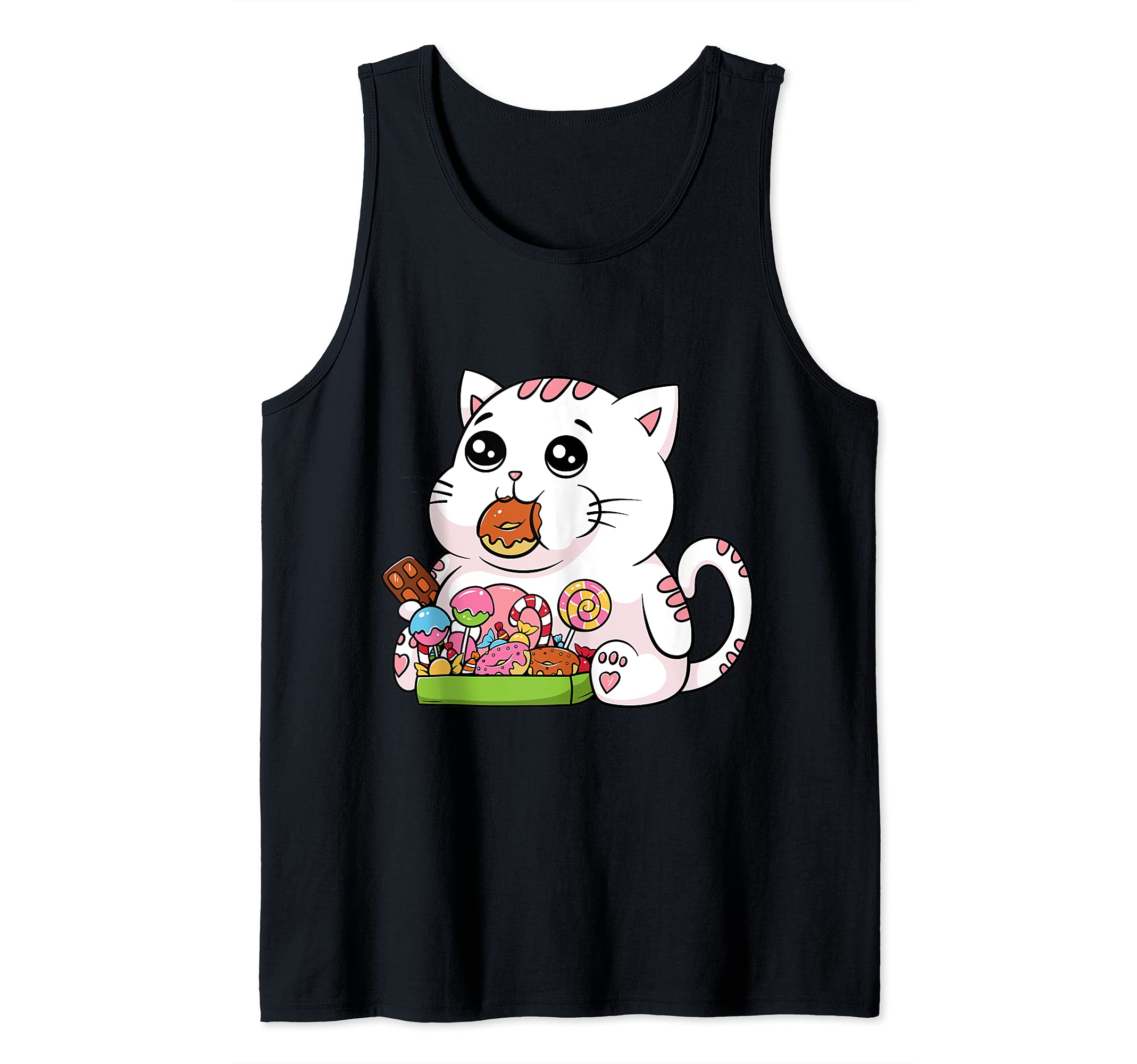Funny Fat Cats Meme Kawaii Anime Fat Kitten Chonk Cat Tank Top