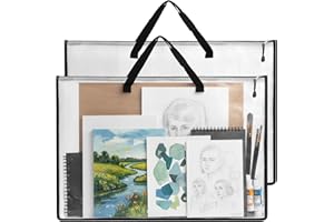 EOOUT 2 Pack 24x36 Inches Art Portfolio Case, Portfolio Folder for Artwork, Posters Storage Bag with Zipper and Handle Mesh F