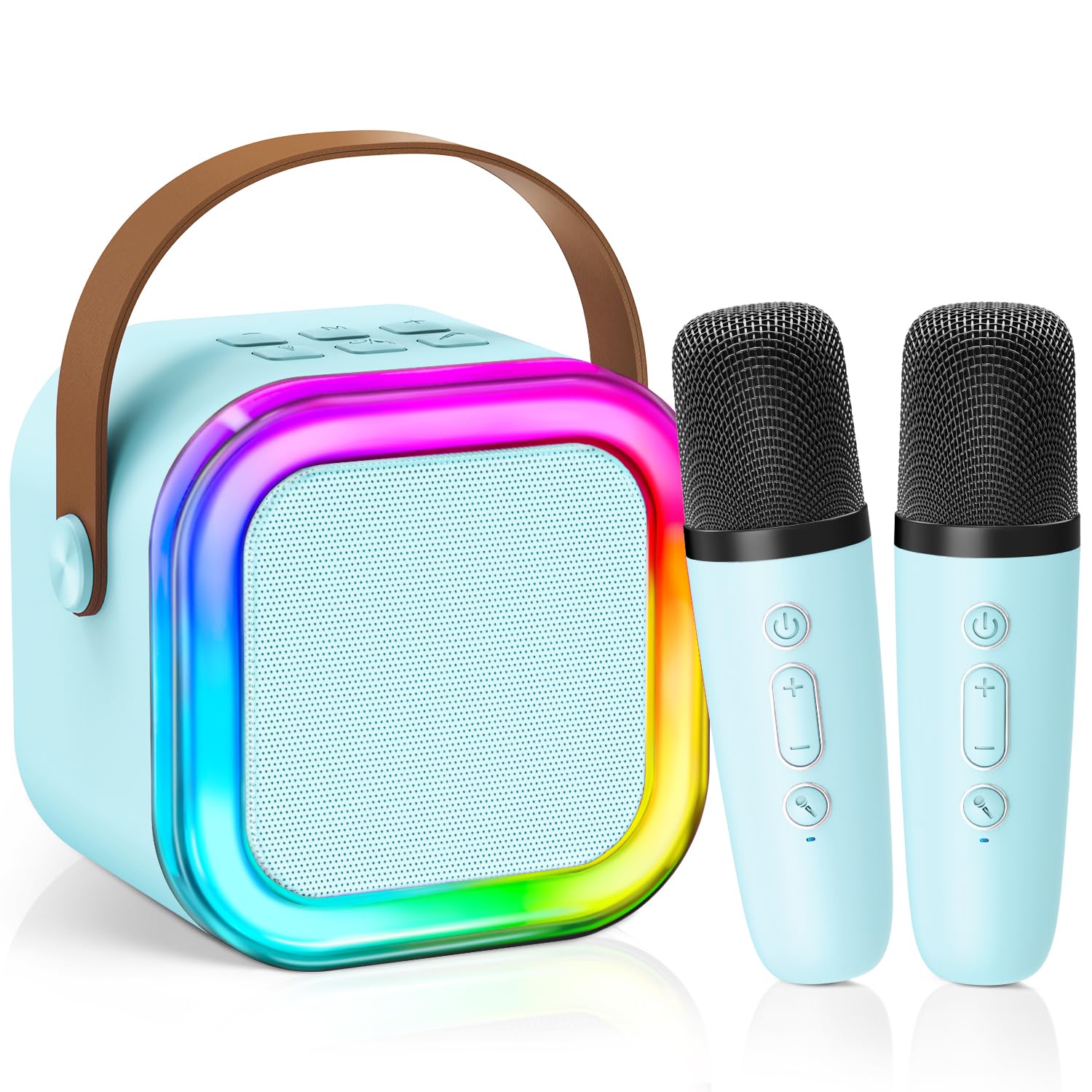 Photo 1 of ?2025 Newest? Mini Karaoke Machine for Kids Girls & Boys - Portable Bluetooth Speaker with 2 Wireless Microphones - Kids Birthday Gifts for Ages 4-10 - Kids' Instrument Accessories - Blue