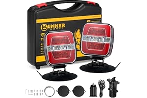 BUNKER INDUST Wireless Trailer Lights Kit, Adjustable Magnetic Towing Lights with Brake Stop Turn Reverse Light for Trucks, B