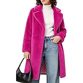 Bgylu Women's Faux Fur Coat Teddy Fuzzy Fleece Open Front Elegant Lapel Collar Long Sleeve Longline Loose Jacket