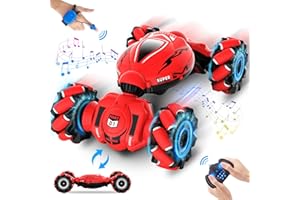 Fosgoit RC Car Toys for Boys Girls 6-12, Birthday Xmas Gifts for 6 7 8 9 10 11 12 Years Old, Gesture Sensing RC Stunt Car with Lights Music 2.4GHz 4WD Hand Remote Control 360° Rotate All-Round Drift