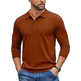 COOFANDY Mens Knit Polo Sweater Long Sleeve Casual Golf Polo Lightweight Dress Button Collar Pullover Sweaters