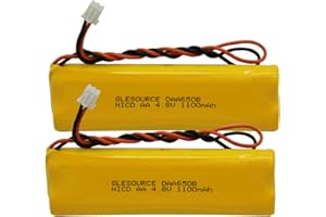 GLESOURCE 4.8V 1100mAh Emergency Lighting Battery Replaces with LITHONIA D-AA650Bx4 Unitech Dual-Lite 0120859 Ni-CD AA 650mAh 4.8V EJW-NI-CAD 800mah BYD D-AA650B-4 Exit Sign Emergency Light(2 Pack)