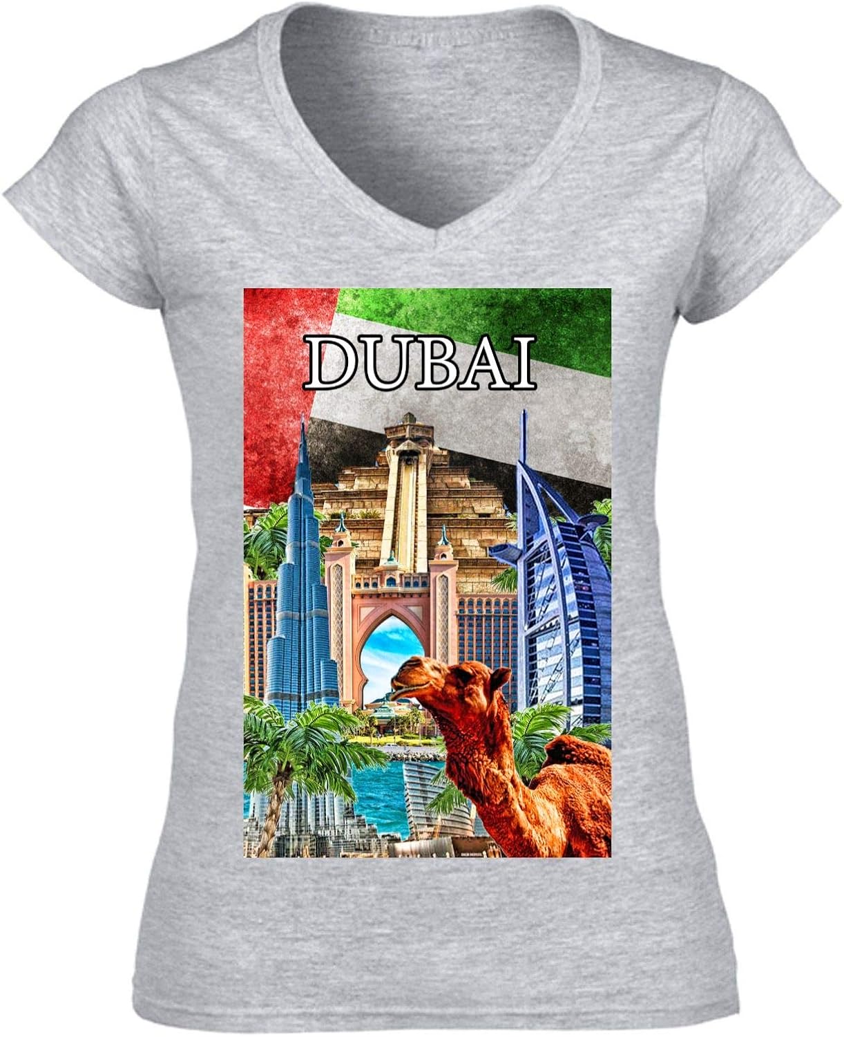 teesquare1st Women's Dubai UAE Souvenir Grey TShirt Amazon.co.uk