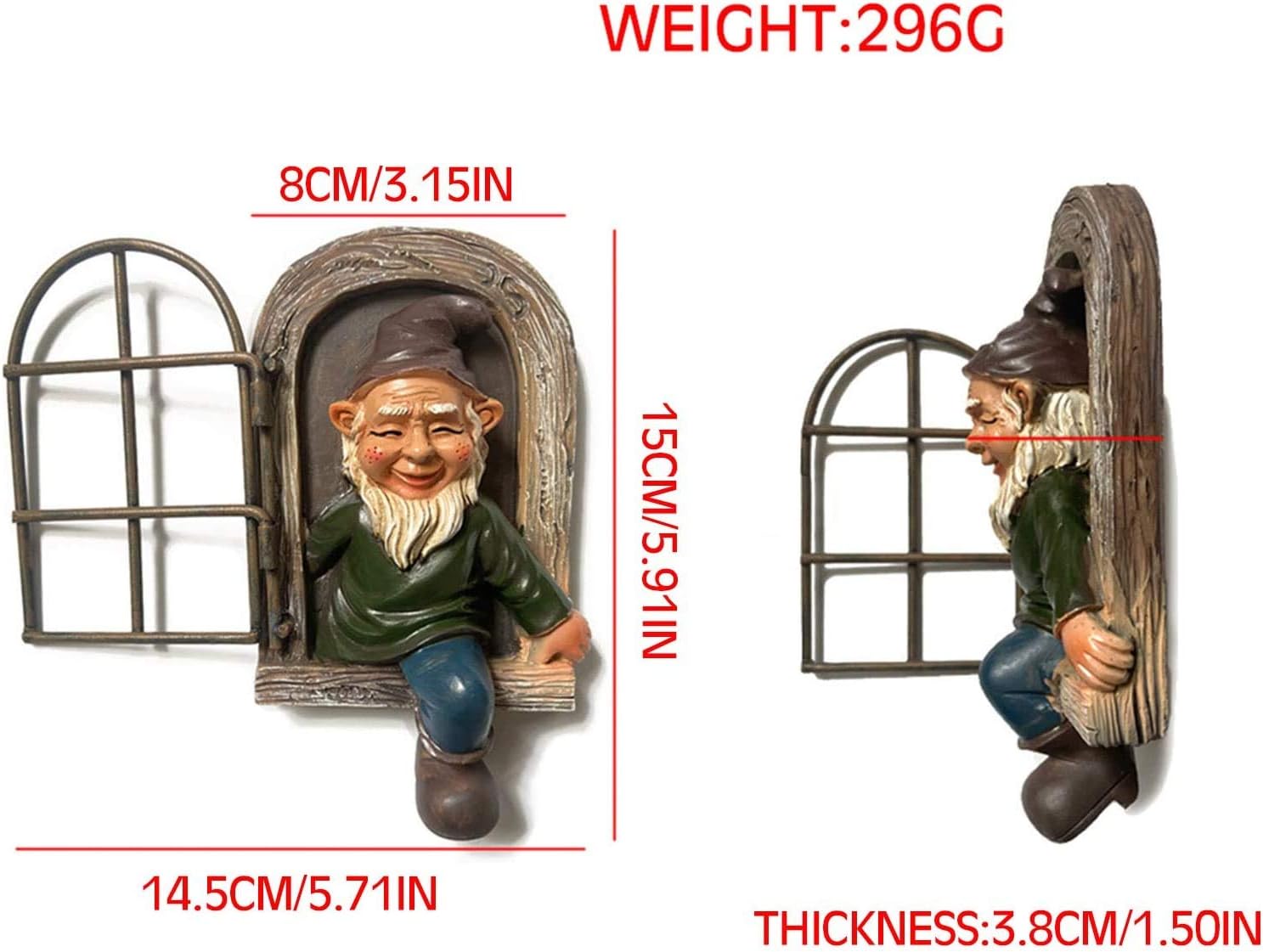 ZH Mini Resin Garden Gnome Elf Tree Statue Out The Door Tree Hugger Ornaments fit for Tree Sculpture Indoor Garden Decoration and Gift - Image 3
