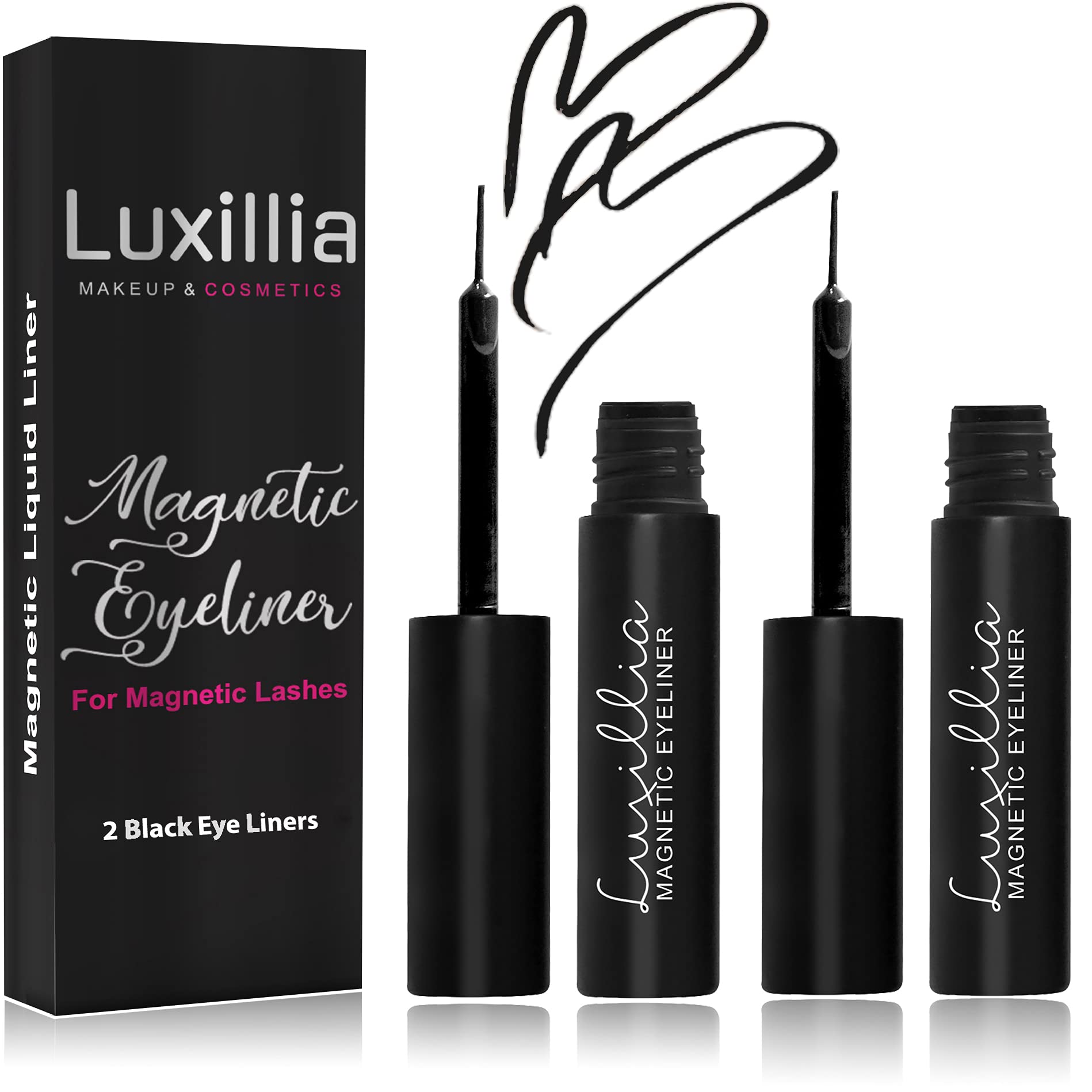 Luxillia Magnetic Eyeliner for Magnetic Eyelashes, Upgraded Strongest Hold, Most Natural Look, Waterproof, Smudge Proof Liquid Liner in Black
