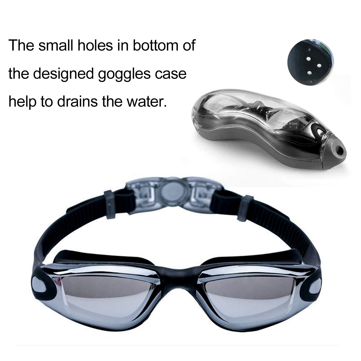 Swimming Goggles Adult, Swim Goggles Anti Fog No Leaking UV Protection with Wide View for Men Women