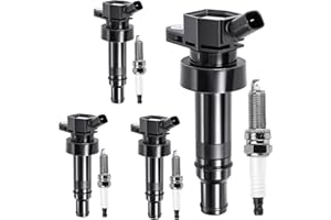 MOTOREVO UF652 Ignition Coil Pack and 93815 Double Iridium Spark Plugs Compatible with Hyundai Accent Veloster Kia Rio Soul 1.6L 2012 2013 2014 2015 2016 2017 2018 2019 Replaces 273012B100 C1803 Sets of 4