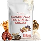 Mushroom Probiotic Coffee Creamer with 6 Adaptogenic Mushrooms, 30 Servings | Lion's Mane, Cordyceps, Turkey Tail, Reishi, Shiitake &amp; King Trumpet Mixed with Creamer for Focus, Energy, Digestion Support