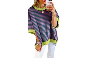 SHEWIN Womens Summer Tops Casual Short Sleeve Sweatshirt Striped Shirt Crewneck Pullover T Shirts Loose Blouses