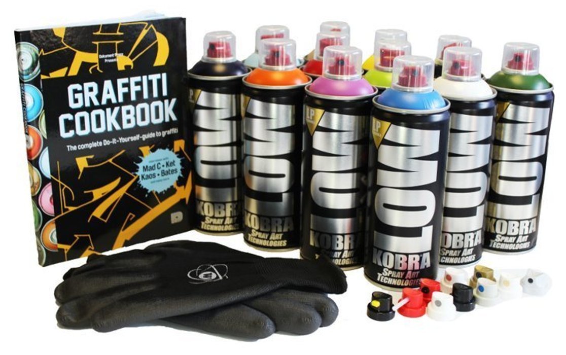 Kobra LP Graffiti Starter Pack12 Spray Paint Cans Tutorial Book