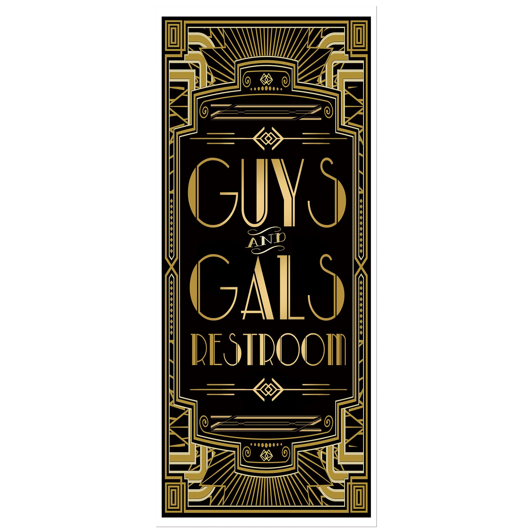 Musykrafties Roaring 1920s Gatsby Grandeur Guys and Gals Restroom Door Cover Art Deco Jazz Party 72x30inch