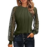 HOTOUCH Women's Lace Long Sleeve Spring Dressy Casual Business Work Trendy Shirts