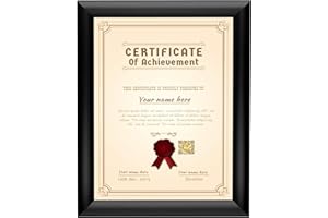 SnapeZo Black Certificate Frame 8.5x11, Front-Loading Aluminum, 1 Inch Profile, Front-Loading Snap Frame, Wall Mounting