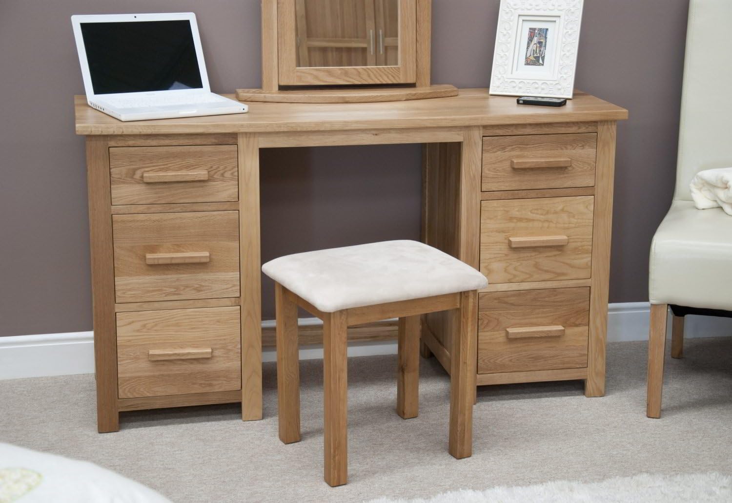 Eton solid oak furniture large bedroom dressing table stool Amazon.co